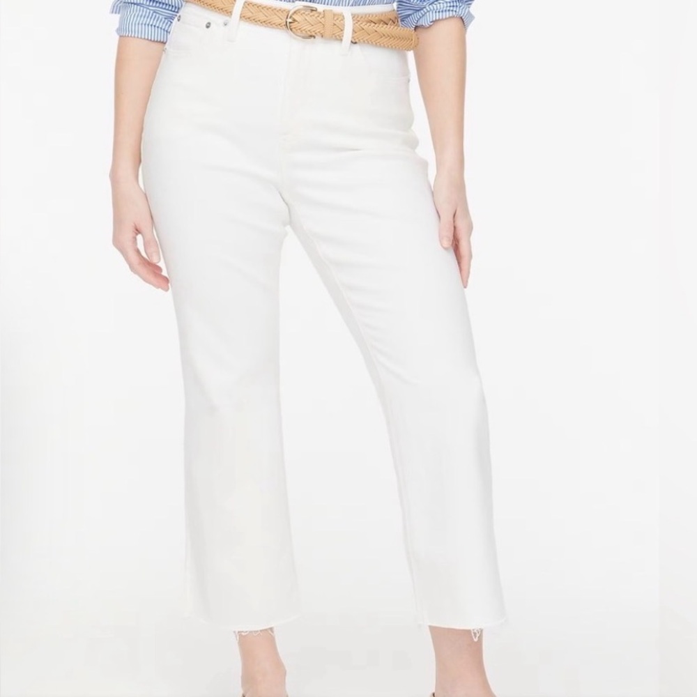 J. Crew Factory Off-White Curvy Wide Leg Cropped Jeans NWT